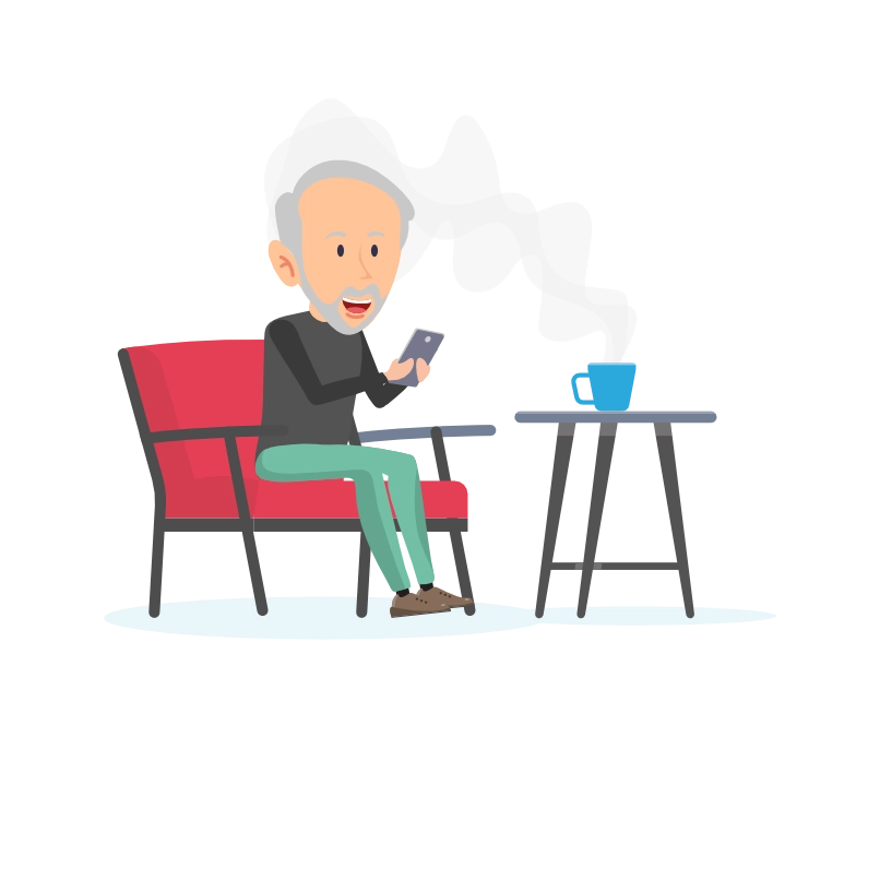Mannelijke patiënt vult op zijn telefoon de digitale auto-anamnese in.